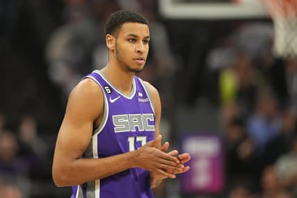 Mar 25, 2023; Sacramento, California, USA; Sacramento Kings forward Keegan Murray (13) before the game against the Utah Jazz at Golden 1 Center. Mandatory Credit: Darren Yamashita-USA TODAY Sports