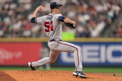 Atlanta Braves starter Max Fried (54) delivers a pitch against the Seattle Mariners at T-Mobile Park. Mandatory Credit: Stephen Brashear-USA TODAY Sports