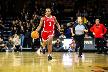 North Carolina State guard Diamond Johnson dribbles during a NCAA women's basketball game in the ACC/Big Ten Challenge against Iowa, Thursday, Dec. 1, 2022, at Carver-Hawkeye Arena in Iowa City, Iowa.

221201 Nc State Iowa Wbb 013 Jpg