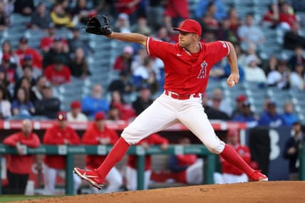 Mar 27, 2023; Anaheim, California, USA;  Los Angeles Angels starting pitcher Tyler Anderson (31) pitches during the second inning against the Los Angeles Dodgers at Angel Stadium. Mandatory Credit: Kiyoshi Mio-USA TODAY Sports