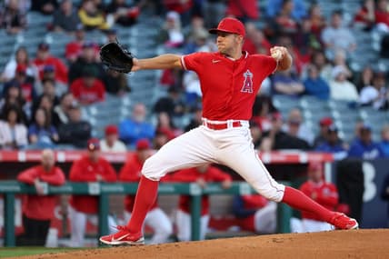 Mar 27, 2023; Anaheim, California, USA;  Los Angeles Angels starting pitcher Tyler Anderson (31) pitches during the second inning against the Los Angeles Dodgers at Angel Stadium. Mandatory Credit: Kiyoshi Mio-USA TODAY Sports