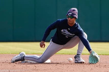 Mar 29, 2023; Columbus, Ohio, USA;  Columbus Clippers infielder Brayan Rocchio snags a ball out of the dirt during practice at Huntington Park. The team   s first game is Friday at Iowa, and they   ll open their home season April 4 against Charlotte. Mandatory Credit: Adam Cairns-The Columbus Dispatch

Baseball Ceb Clippers What S New