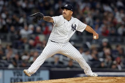Apr 3, 2023; Bronx, New York, USA; New York Yankees starting pitcher Nestor Cortes (65) pitches against the Philadelphia Phillies during the second inning at Yankee Stadium. Mandatory Credit: Brad Penner-USA TODAY Sports