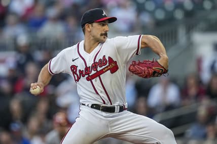 Apr 12, 2023; Cumberland, Georgia, USA; Atlanta Braves starting pitcher Spencer Strider (99) pitches against the Cincinnati Reds during the first inning at Truist Park. Mandatory Credit: Dale Zanine-USA TODAY Sports
