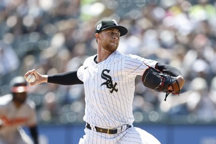 Apr 15, 2023; Chicago, Illinois, USA; Chicago White Sox starting pitcher Michael Kopech (34) delivers against the Baltimore Orioles during the first inning at Guaranteed Rate Field. Mandatory Credit: Kamil Krzaczynski-USA TODAY Sports