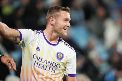 Apr 15, 2023; Saint Paul, Minnesota, USA; Orlando City SC forward Duncan McGuire (13) during the second half against the Minnesota United FC at Allianz Field. Mandatory Credit: Brace Hemmelgarn-USA TODAY Sports