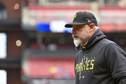 Apr 16, 2023; St. Louis, Missouri, USA;  Pittsburgh Pirates manager Derek Shelton (17) walks off the field before the ninth inning against the St. Louis Cardinals at Busch Stadium. Mandatory Credit: Jeff Curry-USA TODAY Sports