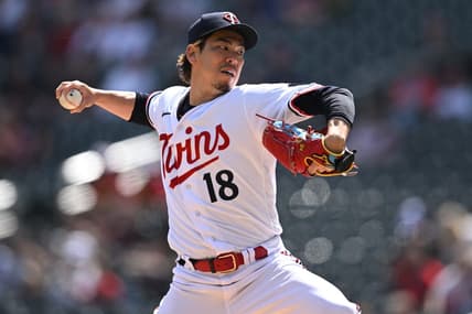 Apr 10, 2023; Minneapolis, Minnesota, USA; Minnesota Twins starting pitcher Kenta Maeda (18) throws a pitch against the Chicago White Sox during the first inning at Target Field. Mandatory Credit: Jeffrey Becker-USA TODAY Sports