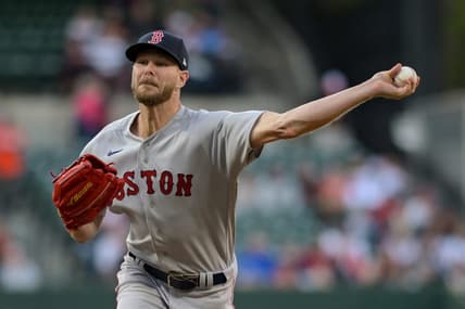 Apr 24, 2023; Baltimore, Maryland, USA; Boston Red Sox starting pitcher Chris Sale (41) throws a pitch during the game against the Baltimore Orioles  at Oriole Park at Camden Yards. Mandatory Credit: Tommy Gilligan-USA TODAY Sports