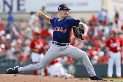 Mar 18, 2022; Jupiter, Florida, USA; Houston Astros pitcher J.P. France (78) delivers a pitch in third inning of the game against the St. Louis Cardinals during spring training at Roger Dean Stadium. Mandatory Credit: Sam Navarro-USA TODAY Sports