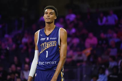 Oct 4, 2022; Henderson, NV, USA; Boulogne-Levallois Metropolitans 92 forward Victor Wembanyama (1) looks on during the game against the NBA G League Ignite at The Dollar Loan Center. Mandatory Credit: Lucas Peltier-USA TODAY Sports