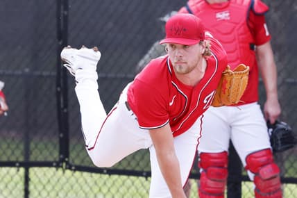 Feb 17, 2023; West Palm Beach, FL, USA;   Washington Nationals starting pitcher Jake Irvin (74) throws bullpen pitches during spring training workouts at the Ballpark of the Palm Beaches. Mandatory Credit: Reinhold Matay-USA TODAY Sports