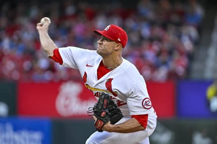 Apr 17, 2023; St. Louis, Missouri, USA;  St. Louis Cardinals starting pitcher Jack Flaherty (22) pitches against the Arizona Diamondbacks during the second inning at Busch Stadium. Mandatory Credit: Jeff Curry-USA TODAY Sports