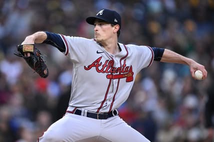 Apr 17, 2023; San Diego, California, USA; Atlanta Braves starting pitcher Max Fried (54) throws a pitch against the San Diego Padres during the first inning at Petco Park. Mandatory Credit: Orlando Ramirez-USA TODAY Sports