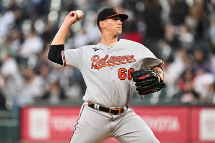 Apr 14, 2023; Chicago, Illinois, USA;  Baltimore Orioles pitcher Tyler Wells (68) pitches against the Chicago White Sox at Guaranteed Rate Field. Mandatory Credit: Jamie Sabau-USA TODAY Sports