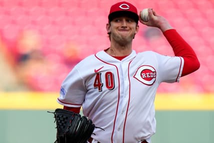 Cincinnati Reds starting pitcher Nick Lodolo (40) delivers in the first inning during a baseball game between the Texas Rangers at the Cincinnati Reds,, Monday, April 24, 2023, at Great American Ball Park in Cincinnati.

Texas Rangers At Cincinnati Reds April 24 008