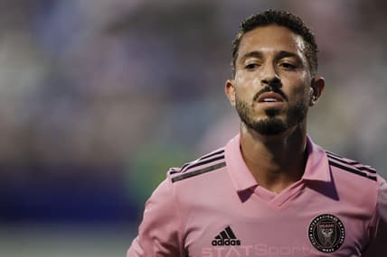 Apr 26, 2023; Miami, FL, USA; Inter Miami CF midfielder Jean Mota (7) looks on during the first half against Miami FC at FIU Stadium. Mandatory Credit: Sam Navarro-USA TODAY Sports