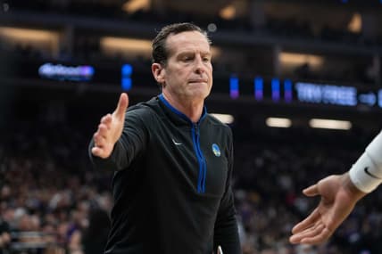 April 17, 2023; Sacramento, California, USA; Golden State Warriors assistant coach Kenny Atkinson during the second quarter in game two of the first round of the 2023 NBA playoffs against the Sacramento Kings at Golden 1 Center. Mandatory Credit: Kyle Terada-USA TODAY Sports