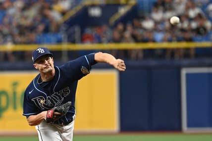 Apr 22, 2023; St. Petersburg, Florida, USA; Tampa Bay Rays pitcher Shane McClanahan (18) throws a pitch in the first inning against the Chicago White Sox at Tropicana Field. Mandatory Credit: Jonathan Dyer-USA TODAY Sports