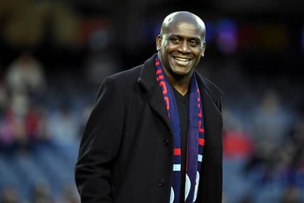 Apr 29, 2023; Chicago, Illinois, USA; Chicago Fire head coach Ezra Hendrickson walks on the field before the game against the New York Red Bulls at Soldier Field. Mandatory Credit: Jon Durr-USA TODAY Sports