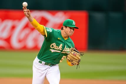 May 2, 2023; Oakland, California, USA;  Oakland Athletics starting pitcher Mason Miller (57) delivers a pitch against the Seattle Mariners during the first inning at RingCentral Coliseum. Mandatory Credit: Neville E. Guard-USA TODAY Sports