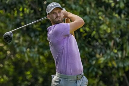 May 6, 2023; Charlotte, North Carolina, USA; Wyndham Clark hits his tee shot on 16 during the third round of the Wells Fargo Championship golf tournament. Mandatory Credit: Jim Dedmon-USA TODAY Sports