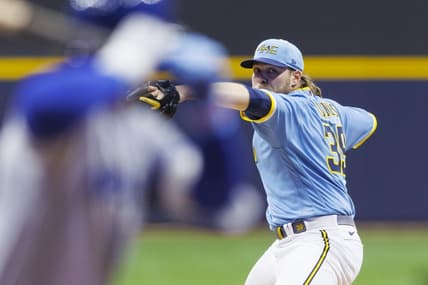 May 12, 2023; Milwaukee, Wisconsin, USA;  Milwaukee Brewers pitcher Corbin Burnes (39) throws a pitch during the =*i= against = at American Family Field. Mandatory Credit: Jeff Hanisch-USA TODAY Sports