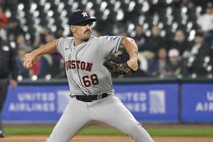 May 12, 2023; Chicago, Illinois, USA;  Houston Astros starting pitcher J.P. France (68) delivers against the Chicago White Sox during the first inning at Guaranteed Rate Field. Mandatory Credit: Matt Marton-USA TODAY Sports
