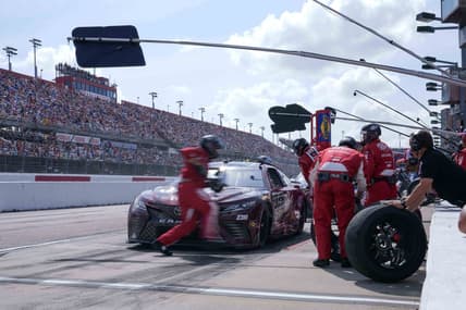 May 14, 2023; Darlington, South Carolina, USA; NASCAR Cup Series driver Bubba Wallace (23) gets service at Darlington Raceway. Mandatory Credit: David Yeazell-USA TODAY Sports