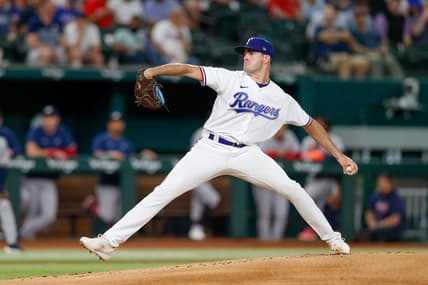 May 15, 2023; Arlington, Texas, USA; Texas Rangers pitcher Cody Bradford (61) throws during the first inning against the Atlanta Braves at Globe Life Field. Mandatory Credit: Andrew Dieb-USA TODAY Sports
