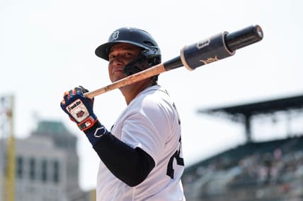 Tigers designated hitter Miguel Cabrera gets ready to bat against the Pirates during the fifth inning of the Tigers' 8-0 loss on Wednesday, May 17, 2023, at Comerica Park.