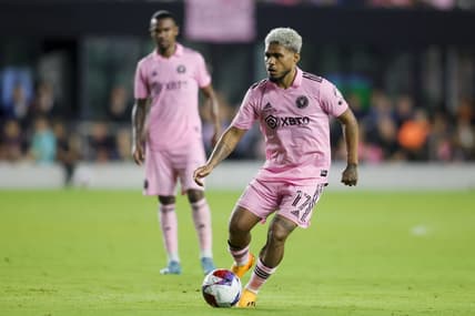 May 20, 2023; Fort Lauderdale, Florida, USA; Inter Miami CF forward Josef Martinez (17) controls the ball against Orlando City during the second half at DRV PNK Stadium. Mandatory Credit: Sam Navarro-USA TODAY Sports