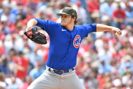 May 21, 2023; Philadelphia, Pennsylvania, USA; Chicago Cubs starting pitcher Justin Steele (35) throws a pitch against the Philadelphia Phillies during the fifth inning at Citizens Bank Park. Mandatory Credit: Eric Hartline-USA TODAY Sports