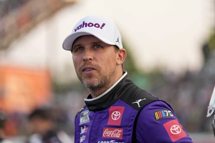 May 21, 2023; North Wilkesboro, North Carolina, USA; NASCAR Cup Series driver Denny Hamlin (11) during the All Star Race at North Wilkesboro Speedway. Mandatory Credit: Jim Dedmon-USA TODAY Sports