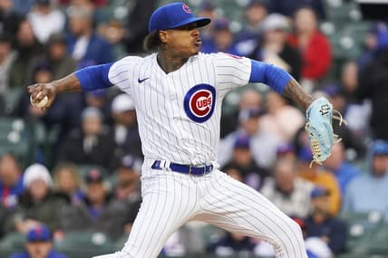 May 24, 2023; Chicago, Illinois, USA; Chicago Cubs starting pitcher Marcus Stroman (0) throws the ball against the New York Mets during the first inning at Wrigley Field. Mandatory Credit: David Banks-USA TODAY Sports