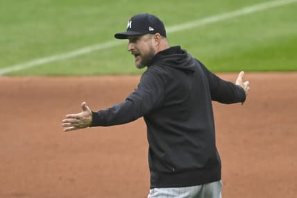 May 6, 2023; Cleveland, Ohio, USA; Minnesota Twins manager Rocco Baldelli (5) reacts after being ejected in the fourth inning against the Cleveland Guardians at Progressive Field. Mandatory Credit: David Richard-USA TODAY Sports