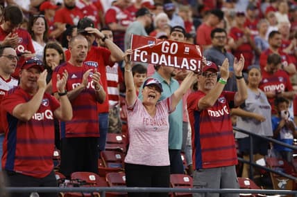 May 6, 2023; Frisco, Texas, USA;  FC Dallas fans react prior to the game Toyota Stadium. Mandatory Credit: Tim Heitman-SA TODAY Sports