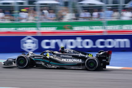 May 7, 2023; Miami Gardens, Florida, USA;  Mercedes driver Lewis Hamilton (44) of Great Britain during the Miami Grand Prix at Miami International Autodrome. Mandatory Credit: John David Mercer-USA TODAY Sports