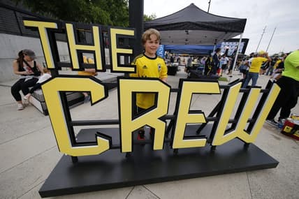 May 13, 2023; Columbus, Ohio, USA; Columbus Crew SC fan pose for a photo prior to the game between the Columbus Crew SC and the Orlando City SC at Lower.com Field. Mandatory Credit: Joseph Maiorana-USA TODAY Sports