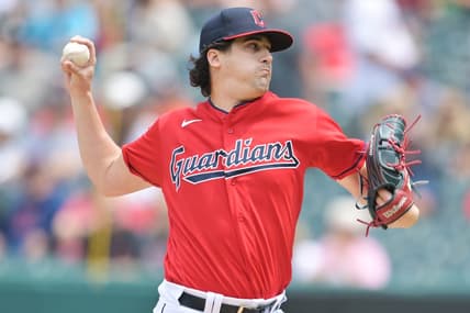 May 24, 2023; Cleveland, Ohio, USA; Cleveland Guardians starting pitcher Cal Quantrill (47) throws a pitch during the first inning against the Chicago White Sox at Progressive Field. Mandatory Credit: Ken Blaze-USA TODAY Sports