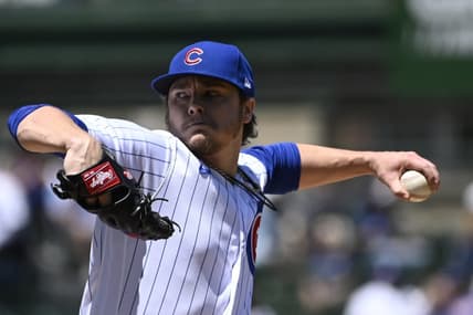 May 26, 2023; Chicago, Illinois, USA; Chicago Cubs starting pitcher Justin Steele (35) delivers against the Cincinnati Reds during the first inning at Wrigley Field. Mandatory Credit: Matt Marton-USA TODAY Sports