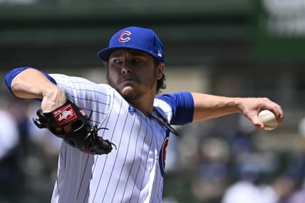 May 26, 2023; Chicago, Illinois, USA; Chicago Cubs starting pitcher Justin Steele (35) delivers against the Cincinnati Reds during the first inning at Wrigley Field. Mandatory Credit: Matt Marton-USA TODAY Sports