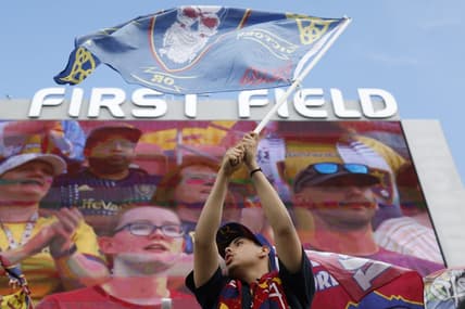May 31, 2023; Sandy, Utah, USA; A Real Salt Lake fans shows his spirit against the Los Angeles Galaxy at America First Field. Mandatory Credit: Jeff Swinger-USA TODAY Sports