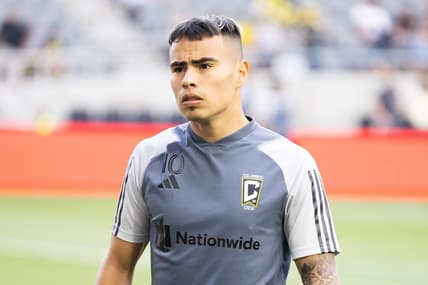 Jun 3, 2023; Columbus, Ohio, USA; Columbus Crew midfielder Lucas Zelarayan (10) warms up before the game against the Charlotte FC at Lower.com Field. Mandatory Credit: Trevor Ruszkowski-USA TODAY Sports