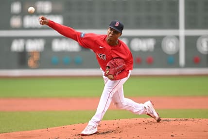 Jun 5, 2023; Boston, Massachusetts, USA; Boston Red Sox starting pitcher Brayan Bello (66) pitches against the Tampa Bay Rays during the first inning at Fenway Park. Mandatory Credit: Brian Fluharty-USA TODAY Sports