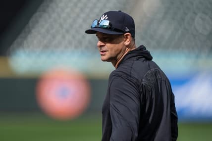 May 31, 2023; Seattle, Washington, USA; New York Yankees manager Aaron Boone is pictured during batting practice before a game against the Seattle Mariners at T-Mobile Park. Mandatory Credit: Stephen Brashear-USA TODAY Sports