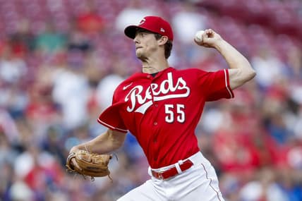 Jun 7, 2023; Cincinnati, Ohio, USA; Cincinnati Reds relief pitcher Brandon Williamson (55) pitches against the Los Angeles Dodgers in the first inning at Great American Ball Park. Mandatory Credit: Katie Stratman-USA TODAY Sports