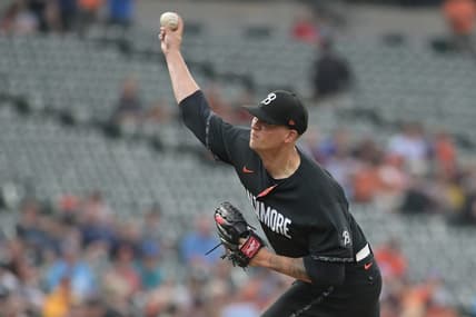 Jun 9, 2023; Baltimore, Maryland, USA;  Baltimore Orioles starting pitcher Tyler Wells (68) throws a first inning pitch Kansas City Royals at Oriole Park at Camden Yards. Mandatory Credit: Tommy Gilligan-USA TODAY Sports