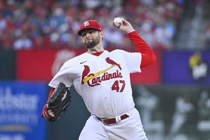 Jun 9, 2023; St. Louis, Missouri, USA;  St. Louis Cardinals starting pitcher Jordan Montgomery (47) pitches against the Cincinnati Reds during the first inning at Busch Stadium. Mandatory Credit: Jeff Curry-USA TODAY Sports