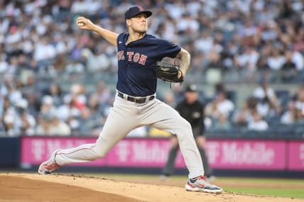 Jun 10, 2023; Bronx, New York, USA; Boston Red Sox starting pitcher Tanner Houck (89) pitches in the first inning against the New York Yankees at Yankee Stadium. Mandatory Credit: Wendell Cruz-USA TODAY Sports